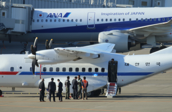 일본하네다공항도착한한국정부전용기